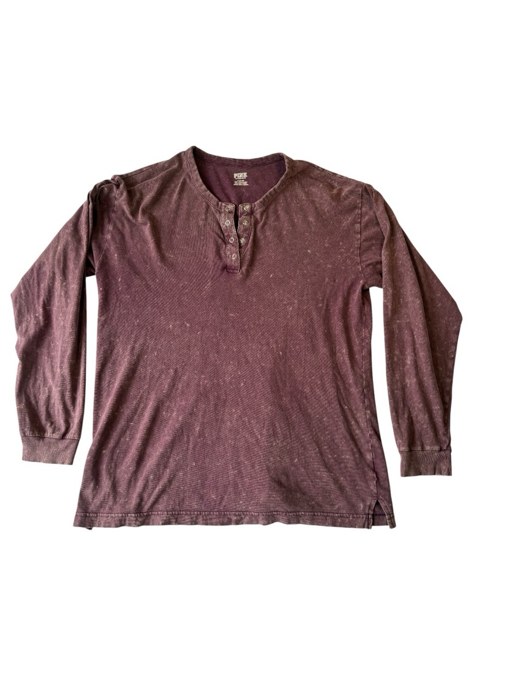 PINK Victoria's Secret Long Sleeve Henley - Maroon Size Medium